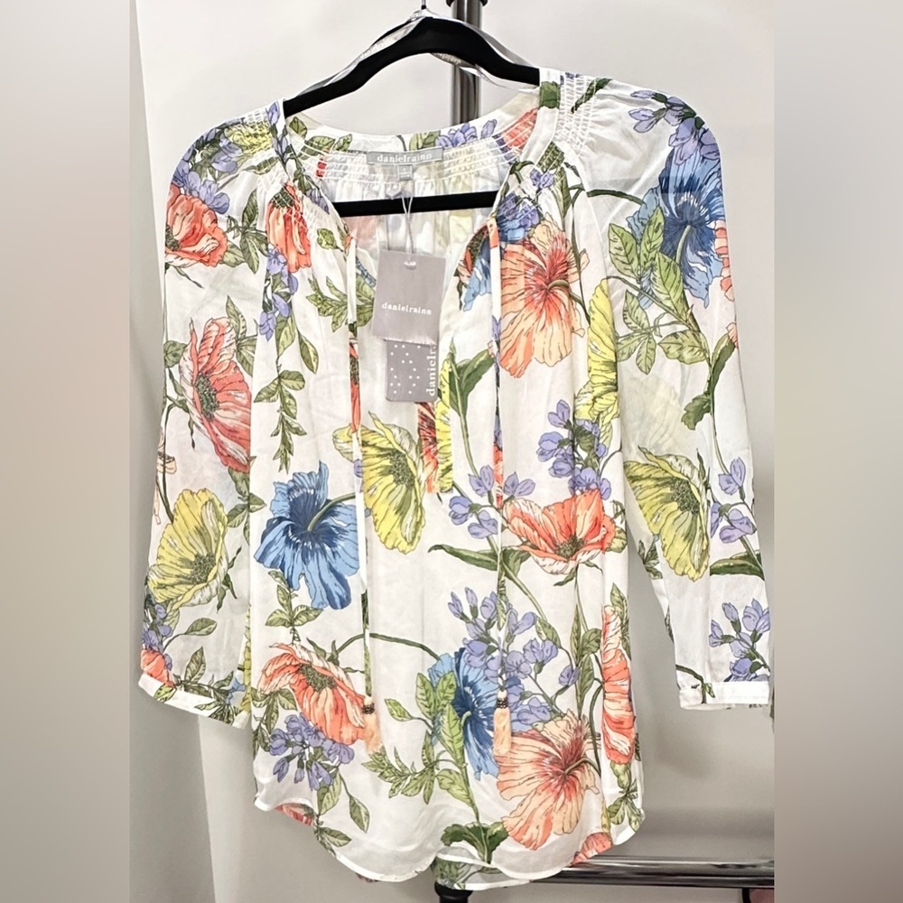 Daniel Rainn Sheer Floral Blouse, Size Small